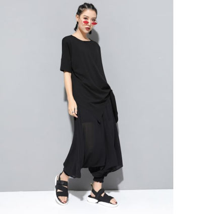 アシンメトリー半袖Tシャツ アシンメトリーカットソー ／ユニセックス モレビー