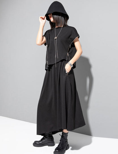 ノースリーブTシャツ ショート丈 クロップドシャツ ドロップショルダー ／TEA