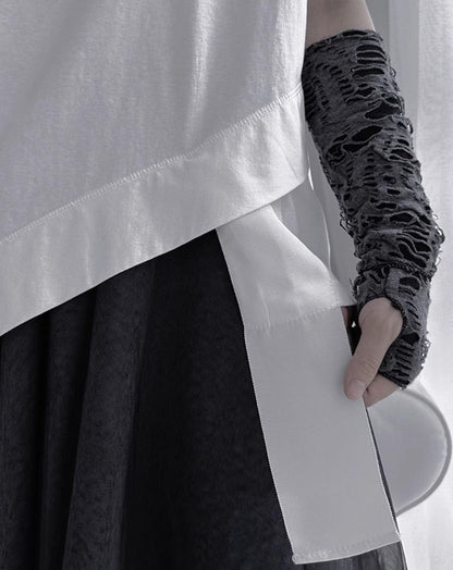 中性的 半袖アシンメトリーデザインTシャツ/カットソー ／TEA