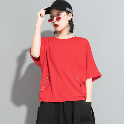 七分袖半袖Tシャツ/カットソー 無地 ルーズ感 ／TEA