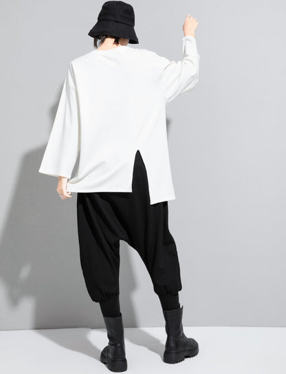 アシンメトリーリングデザインTシャツ/カットソー オーバーサイズ ／TEA