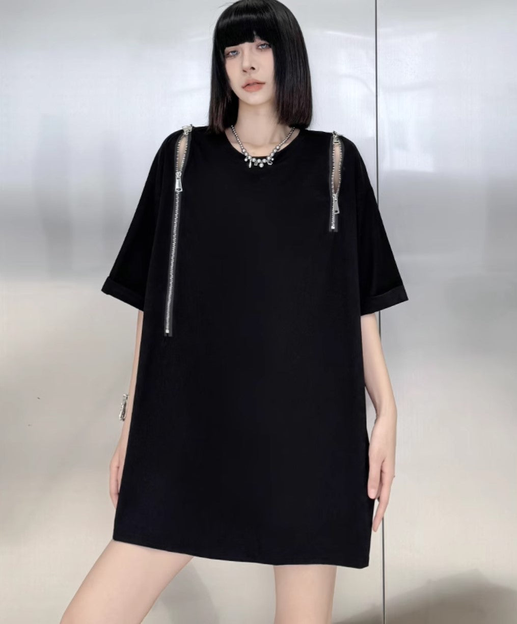 ファスナーデザインロングTシャツ ／TEA