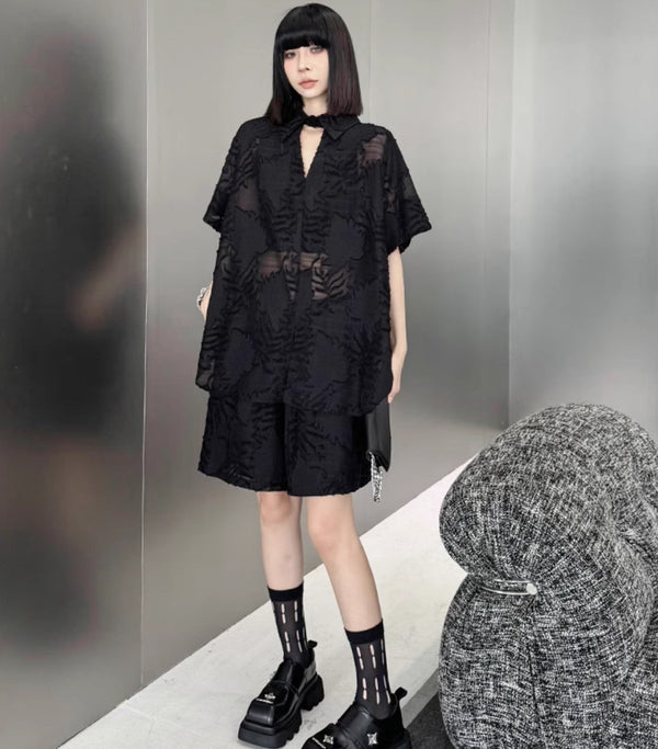 セットアップ 上下セット 半袖シャツ ショートパンツ メッシュ ／レディース モレビー｜モード系ファッションブランド