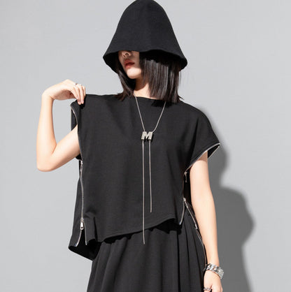 ノースリーブTシャツ ショート丈 クロップドシャツ ドロップショルダー ／TEA