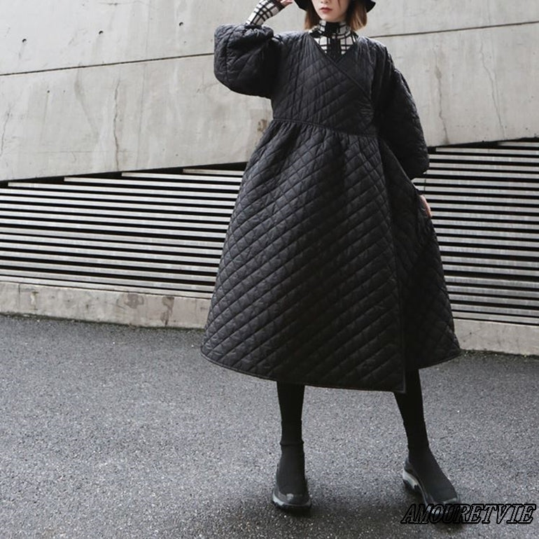 バルーンスリーブキルティングコート 羽織 七分袖 黒 ブラック ／TEA