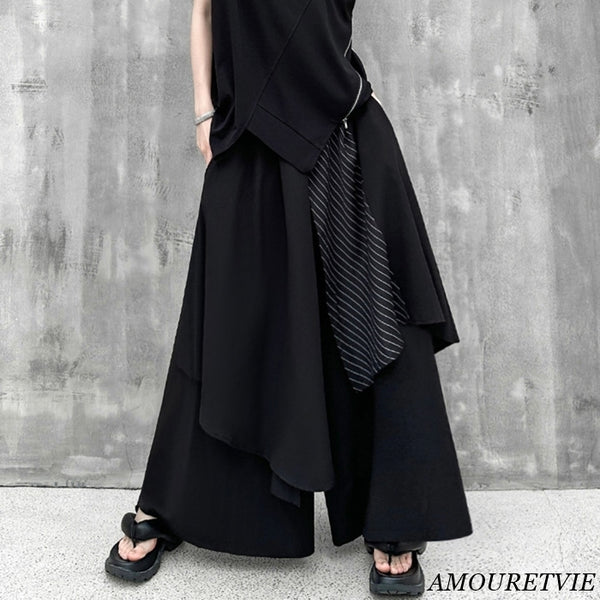 アシンメトリーストライプ袴パンツ ／ユニセックス モレビー｜モード系ファッションブランド