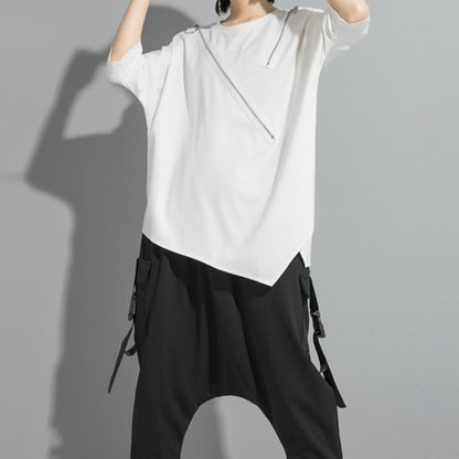 五分袖アシンメトリーTシャツ/カットソー ／ユニセックス モレビー
