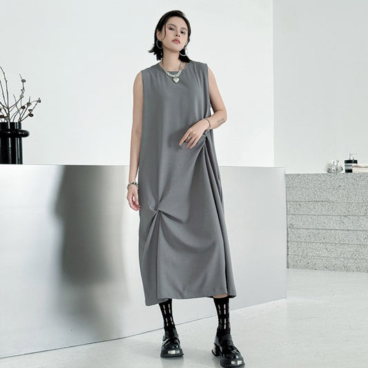 モダンノースリーブロングワンピース ／TEA