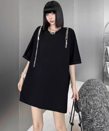 ファスナーデザインロングTシャツ ／TEA