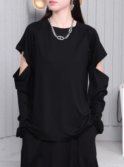カットデザインTシャツ/カットソー 長袖 半袖／TEA