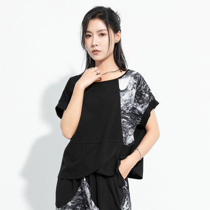 ルーズスタイルカジュアルTシャツ/カットソー 半袖シャツ ／TEA