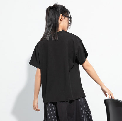 アシンメトリーカジュアルTシャツ/カットソー バックル ／TEA