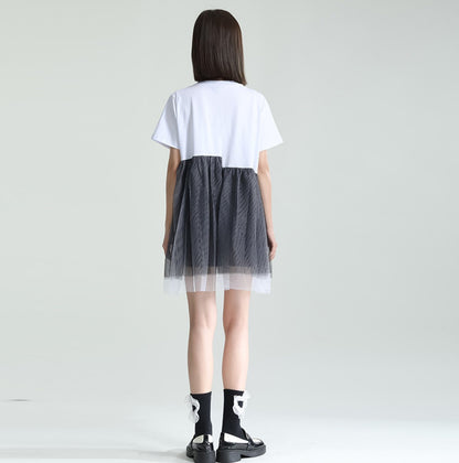 レース付きアシンメトリーロングTシャツ ／TEA