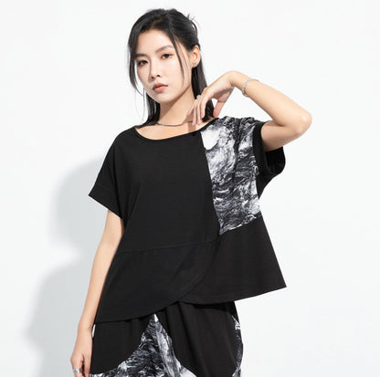 ルーズスタイルカジュアルTシャツ/カットソー 半袖シャツ ／TEA