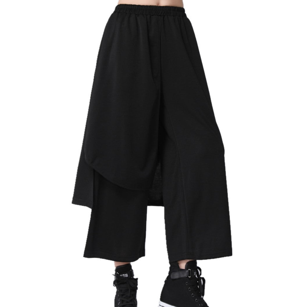 アシンメトリー袴パンツ ブラック ／TEA