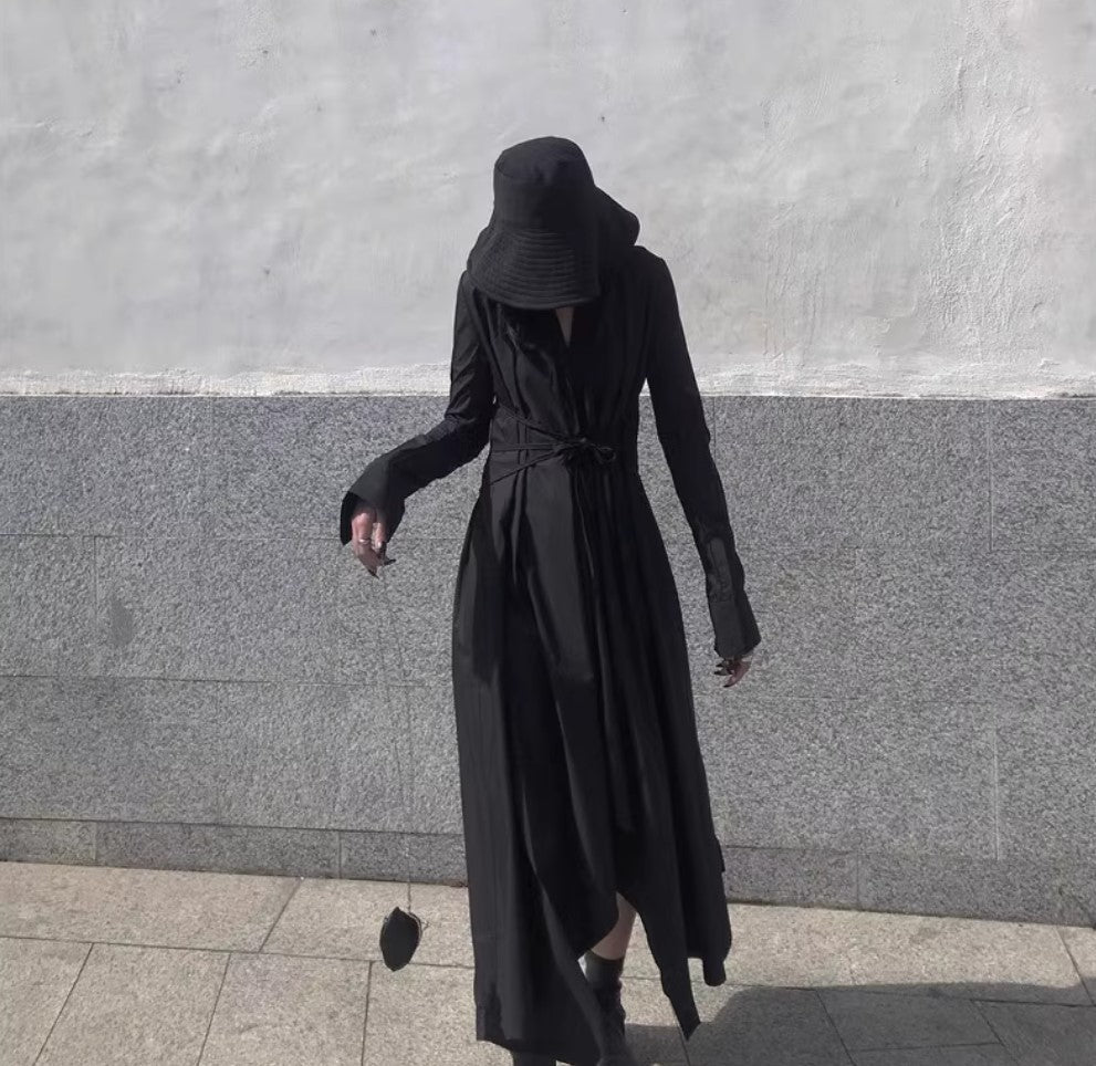 レイヤードロングシャツ 無地 スタイリッシュ ／ユニセックス モレビー