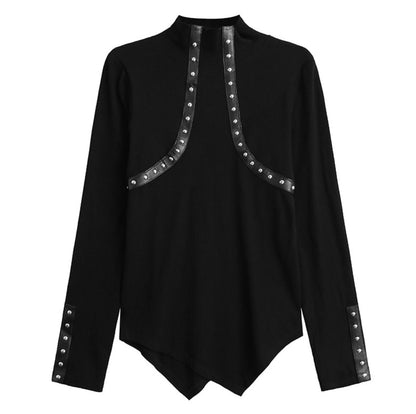 アシンメトリーブラックロングTシャツ ／TEA