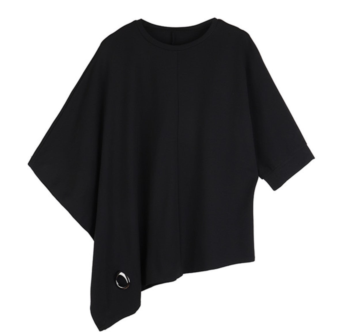 アシンメトリー七分袖Tシャツ オーバーサイズ オーバーシルエット ／ユニセックス モレビー