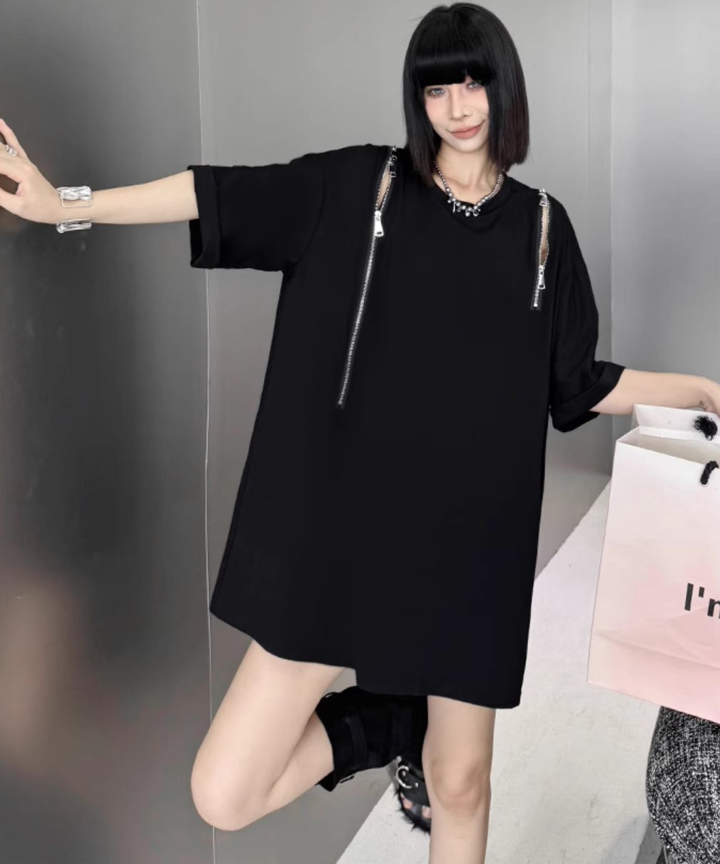 ファスナーデザインロングTシャツ ／TEA