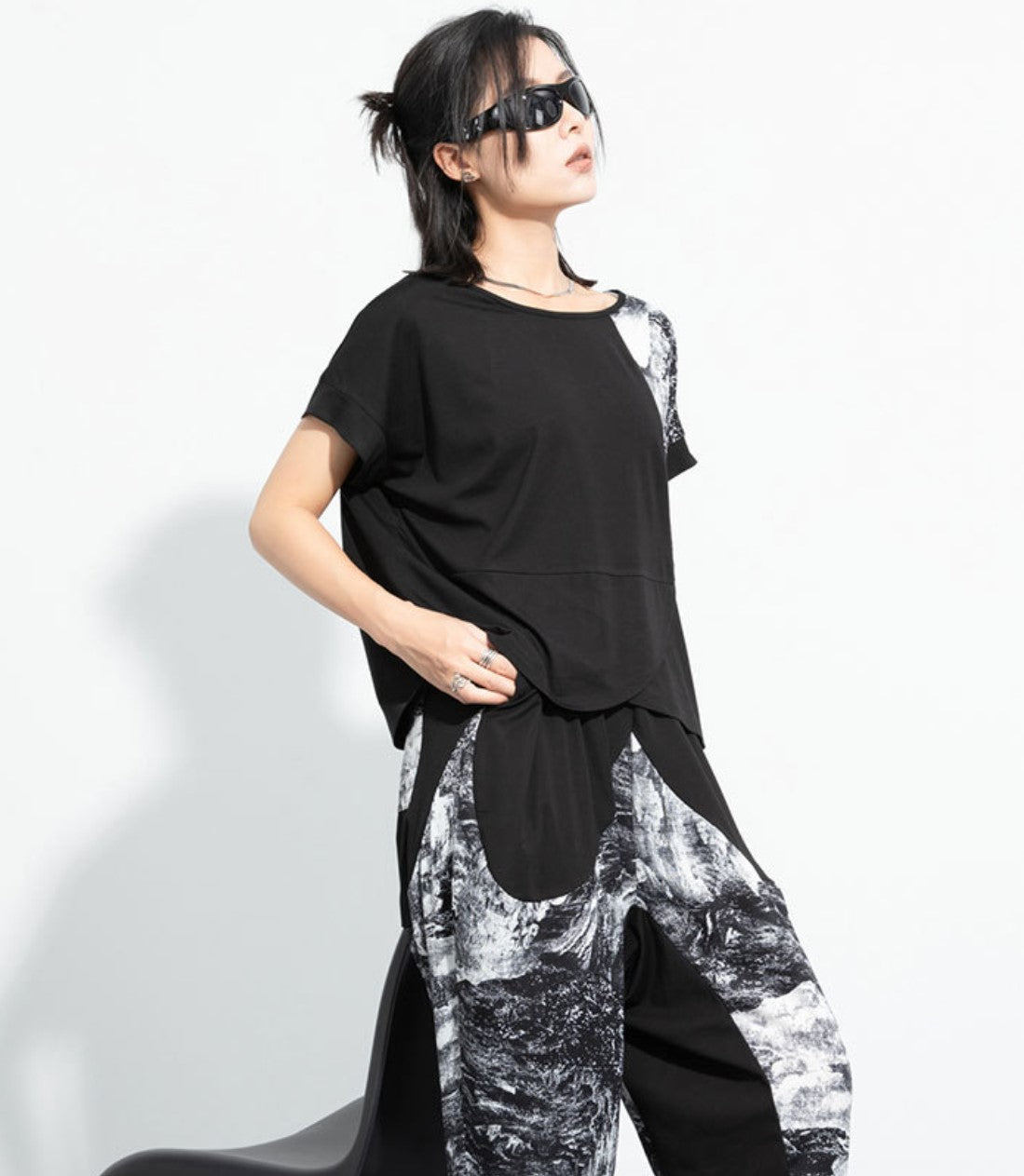 ルーズスタイルカジュアルTシャツ/カットソー 半袖シャツ ／TEA