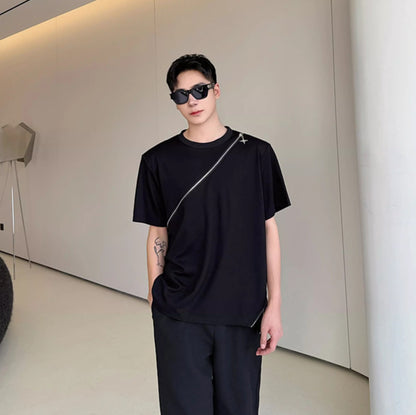 ファスナー付き半袖Tシャツ ／TEA