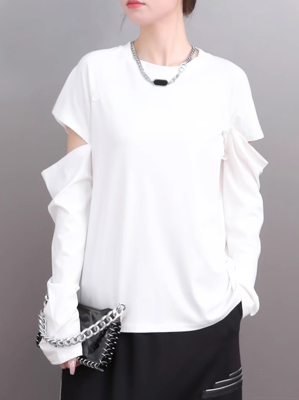 カットデザインTシャツ/カットソー 長袖 半袖／TEA