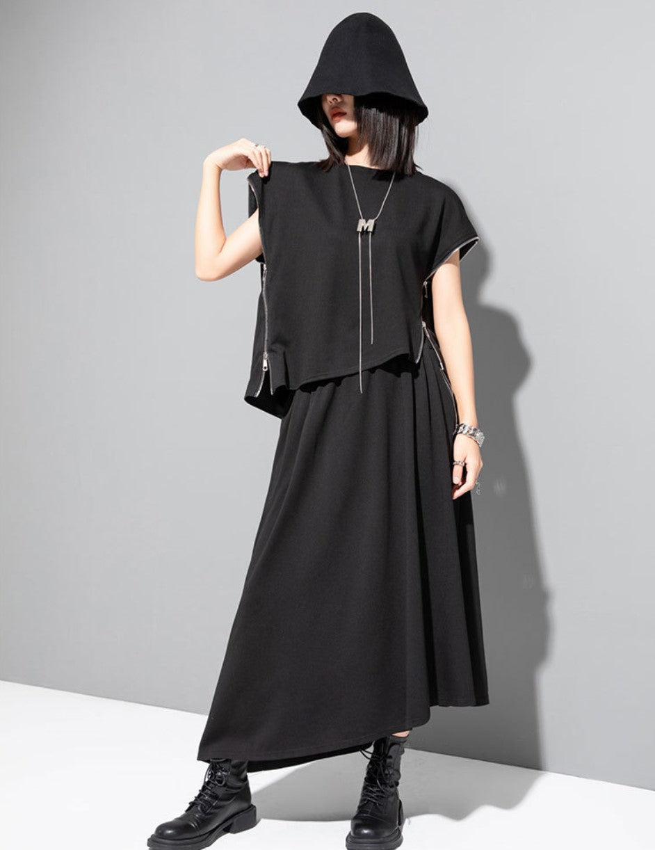 ノースリーブTシャツ ショート丈 クロップドシャツ ドロップショルダー ／TEA