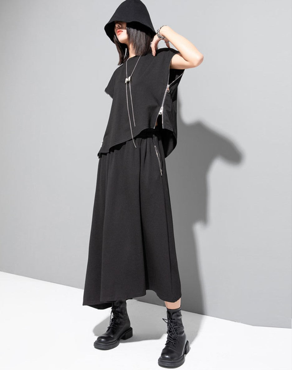 ノースリーブTシャツ ショート丈 クロップドシャツ ドロップショルダー ／TEA