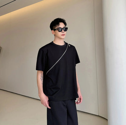 ファスナー付き半袖Tシャツ ／TEA