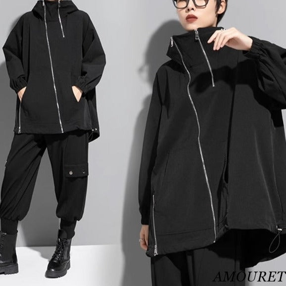 フード付きアシンメトリージャケット/コート ／レディース モレビー｜モード系ファッションブランド