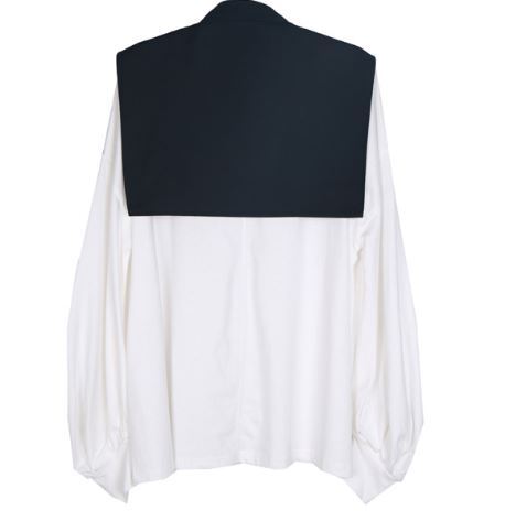 ロングTシャツ 長袖シャツ おしゃれ襟 セット モダン 白 ホワイト 黒 ブラック スタイリッシュ ／TEA
