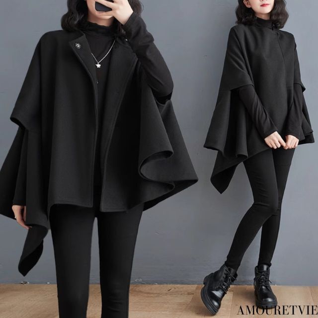 個性派ブラックポンチョ/ジャケット ／レディース モレビー｜モード系ファッションブランド