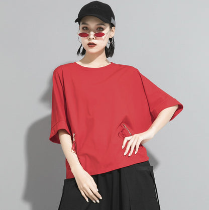 七分袖半袖Tシャツ/カットソー 無地 ルーズ感 ／TEA