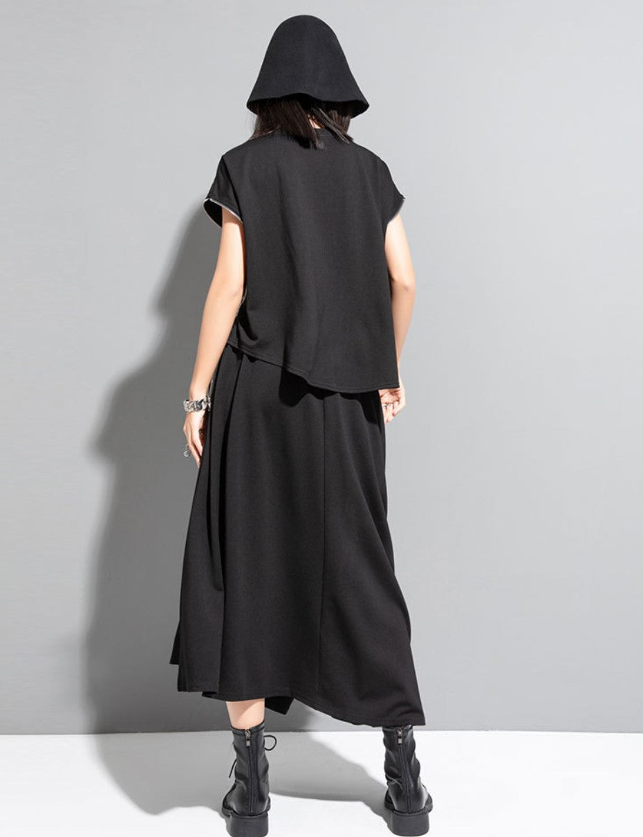 ノースリーブTシャツ ショート丈 クロップドシャツ ドロップショルダー ／TEA