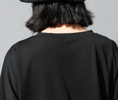 ストライプ模様アシンメトリーTシャツ/カットソー ／TEA
