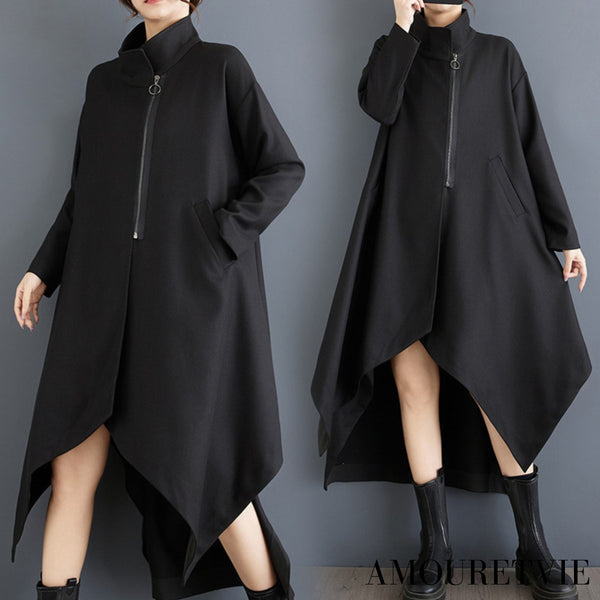 スタイリッシュアシンメトリージャケット ブラック モダン ／レディース モレビー｜モード系ファッションブランド