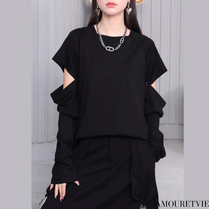 カットデザインTシャツ/カットソー 長袖 半袖／TEA