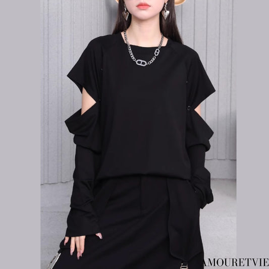 カットデザインTシャツ/カットソー 長袖 半袖／TEA
