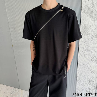 ファスナー付き半袖Tシャツ ／TEA