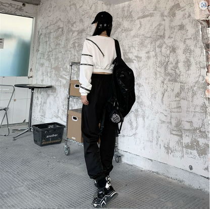 アシンメトリーTシャツ/カットソー ショート丈 ストリート ／TEA