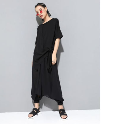 アシンメトリー半袖Tシャツ アシンメトリーカットソー ／ユニセックス モレビー