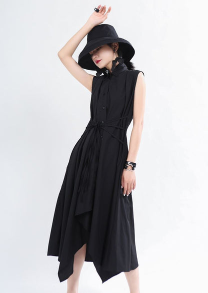 スタイリッシュノースリーブロングワンピース ／TEA