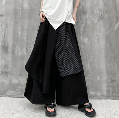 アシンメトリーストライプ袴パンツ ／ユニセックス モレビー