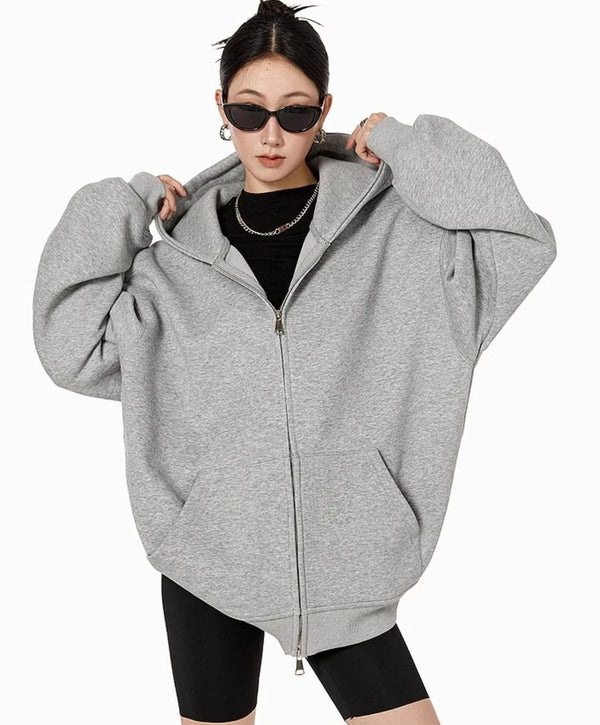 オーバーサイズパーカー レディース｜ジップアップ【TEA】